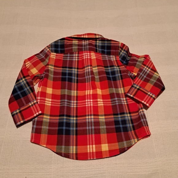 Janie and Jack boys size 6-12 months red plaid button down shirt - Picture 2 of 6